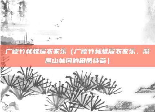 广德竹林雅居农家乐(广德竹林雅居农家乐,隐匿山林间的田园诗篇)