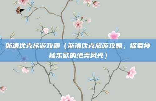 斯洛伐克旅游攻略(斯洛伐克旅游攻略,探索神秘东欧的绝美风光)