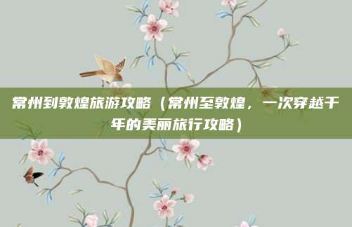 常州到敦煌旅游攻略(常州至敦煌,一次穿越千年的美丽旅行攻略)