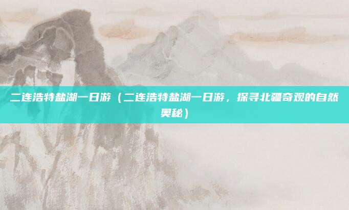 二连浩特盐湖一日游(二连浩特盐湖一日游,探寻北疆奇观的自然奥秘)