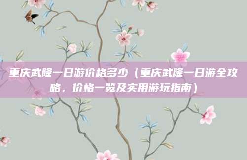 重庆武隆一日游价格多少(重庆武隆一日游全攻略,价格一览及实用游玩指南)