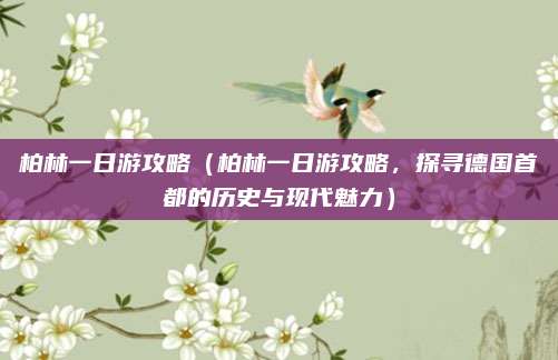 柏林一日游攻略(柏林一日游攻略,探寻德国首都的历史与现代魅力)