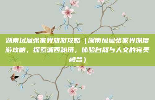 湖南凤凰张家界旅游攻略(湖南凤凰张家界深度游攻略,探索湘西秘境,体验自然与人文的完美融合)
