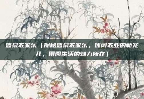 盛泉农家乐(探秘盛泉农家乐,休闲农业的新宠儿,田园生活的魅力所在)