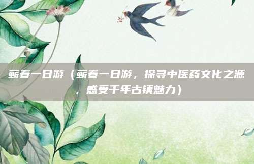 蕲春一日游(蕲春一日游,探寻中医药文化之源,感受千年古镇魅力)