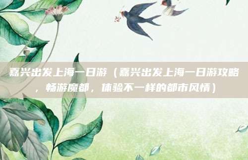 嘉兴出发上海一日游(嘉兴出发上海一日游攻略,畅游魔都,体验不一样的都市风情)