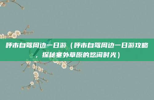 呼市自驾周边一日游(呼市自驾周边一日游攻略,探秘塞外草原的悠闲时光)