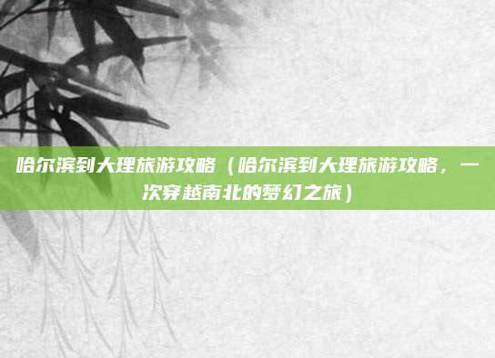 哈尔滨到大理旅游攻略(哈尔滨到大理旅游攻略,一次穿越南北的梦幻之旅)