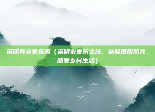 崇明有农家乐吗(崇明农家乐之旅,体验田园风光,感受乡村生活)