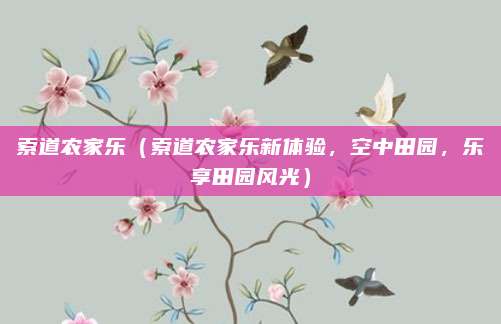 索道农家乐(索道农家乐新体验,空中田园,乐享田园风光)