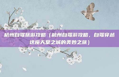 杭州自驾旅游攻略（杭州自驾游攻略，自驾穿越这座天堂之城的美妙之旅）