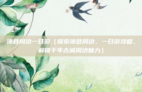 沛县周边一日游(探索沛县周边,一日游攻略,解锁千年古城周边魅力)