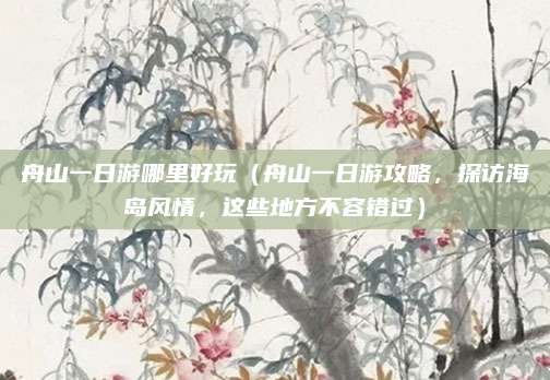 舟山一日游哪里好玩(舟山一日游攻略,探访海岛风情,这些地方不容错过)