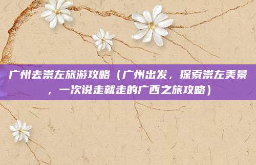 广州去崇左旅游攻略（广州出发，探索崇左美景，一次说走就走的广西之旅攻略）