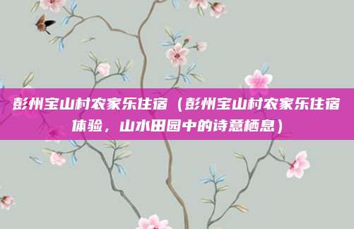 彭州宝山村农家乐住宿(彭州宝山村农家乐住宿体验,山水田园中的诗意栖息)