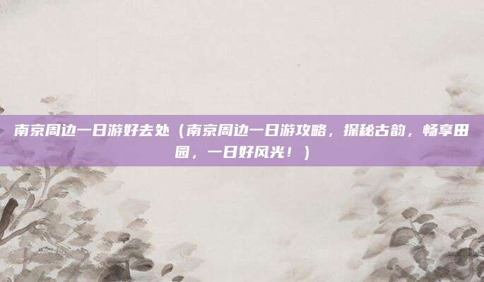 南京周边一日游好去处（南京周边一日游攻略，探秘古韵，畅享田园，一日好风光！）