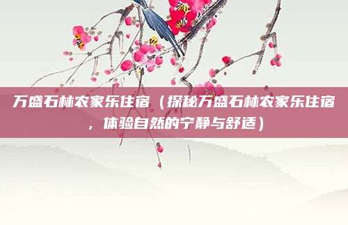 万盛石林农家乐住宿（探秘万盛石林农家乐住宿，体验自然的宁静与舒适）
