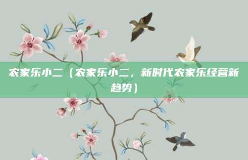 农家乐小二（农家乐小二，新时代农家乐经营新趋势）
