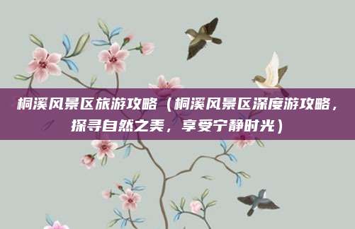 桐溪风景区旅游攻略(桐溪风景区深度游攻略,探寻自然之美,享受宁静时光)