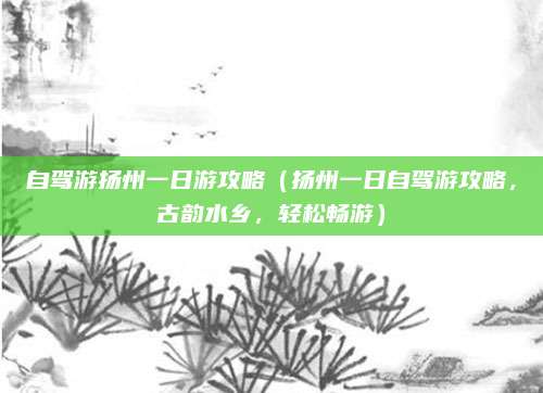 自驾游扬州一日游攻略（扬州一日自驾游攻略，古韵水乡，轻松畅游）
