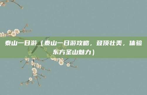 泰山一日游(泰山一日游攻略,登顶壮美,体验东方圣山魅力)
