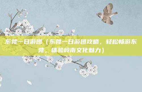 东莞一日游团(东莞一日游团攻略,轻松畅游东莞,体验岭南文化魅力)
