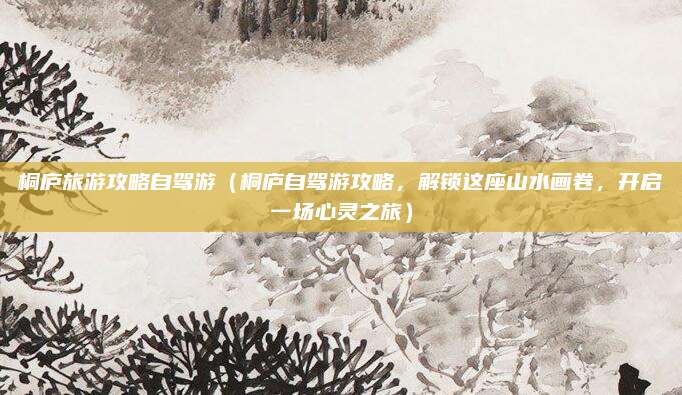 桐庐旅游攻略自驾游(桐庐自驾游攻略,解锁这座山水画卷,开启一场心灵之旅)