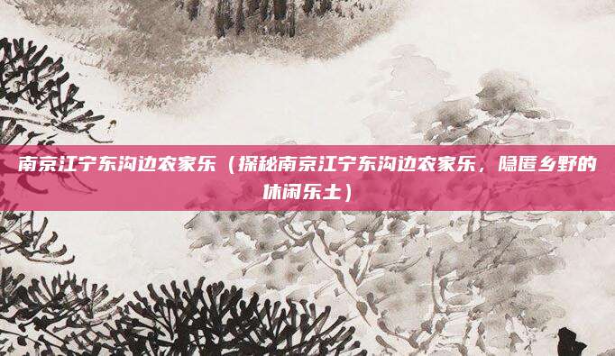 南京江宁东沟边农家乐（探秘南京江宁东沟边农家乐，隐匿乡野的休闲乐土）