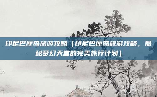 印尼巴厘岛旅游攻略(印尼巴厘岛旅游攻略,揭秘梦幻天堂的完美旅行计划)
