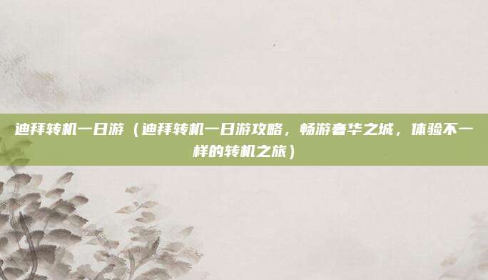 迪拜转机一日游(迪拜转机一日游攻略,畅游奢华之城,体验不一样的转机之旅)