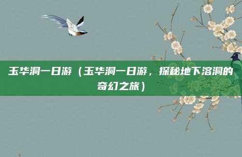 玉华洞一日游(玉华洞一日游,探秘地下溶洞的奇幻之旅)