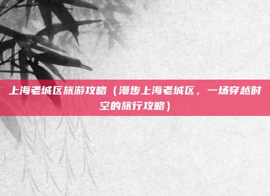 上海老城区旅游攻略(漫步上海老城区,一场穿越时空的旅行攻略)