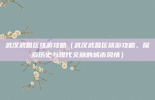 武汉武昌区旅游攻略(武汉武昌区旅游攻略,探索历史与现代交融的城市风情)