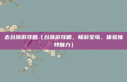 去台旅游攻略(台旅游攻略,畅游宝岛,体验独特魅力)