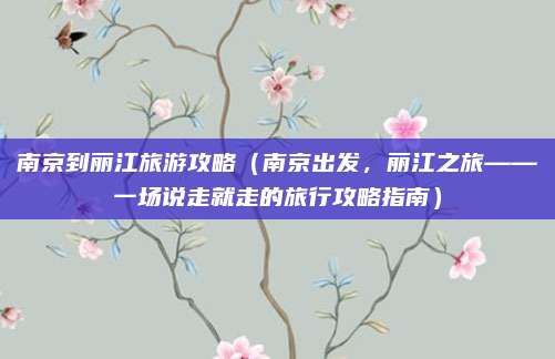 南京到丽江旅游攻略(南京出发,丽江之旅——一场说走就走的旅行攻略指南)