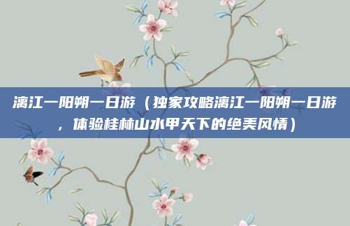 漓江一阳朔一日游(独家攻略漓江一阳朔一日游,体验桂林山水甲天下的绝美风情)