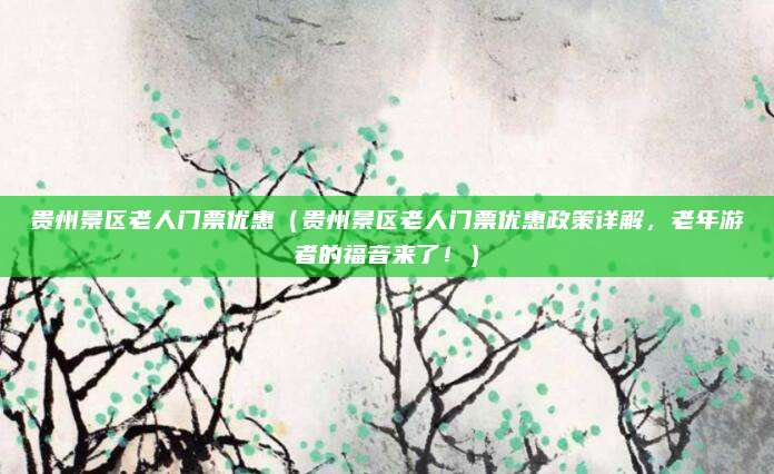 贵州景区老人门票优惠（贵州景区老人门票优惠政策详解，老年游者的福音来了！）