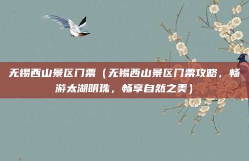 无锡西山景区门票（无锡西山景区门票攻略，畅游太湖明珠，畅享自然之美）