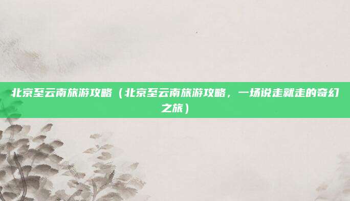 北京至云南旅游攻略(北京至云南旅游攻略,一场说走就走的奇幻之旅)