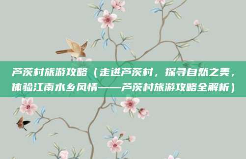 芦茨村旅游攻略(走进芦茨村,探寻自然之美,体验江南水乡风情——芦茨村旅游攻略全解析)