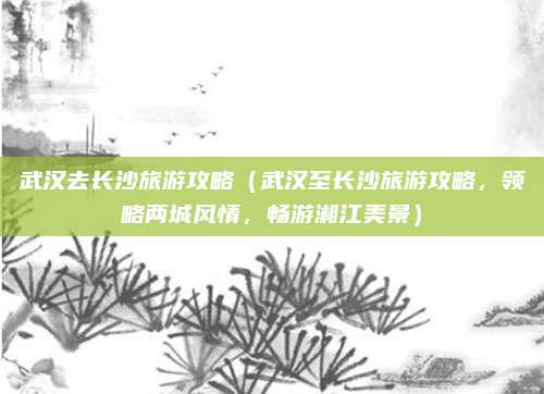 武汉去长沙旅游攻略(武汉至长沙旅游攻略,领略两城风情,畅游湘江美景)