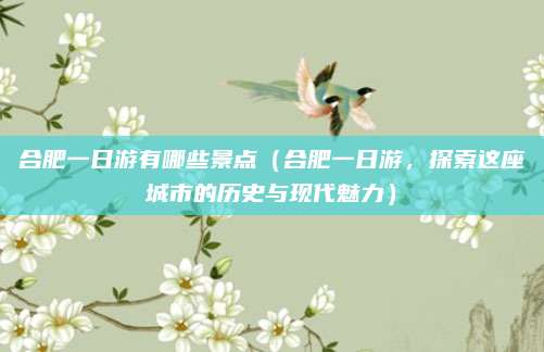 合肥一日游有哪些景点(合肥一日游,探索这座城市的历史与现代魅力)