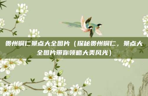 贵州铜仁景点大全图片(探秘贵州铜仁,景点大全图片带你领略大美风光)