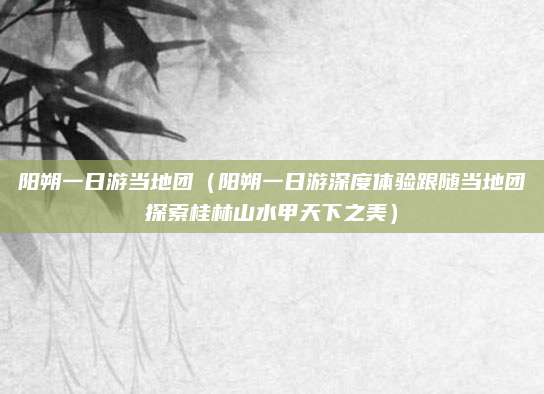 阳朔一日游当地团(阳朔一日游深度体验跟随当地团探索桂林山水甲天下之美)