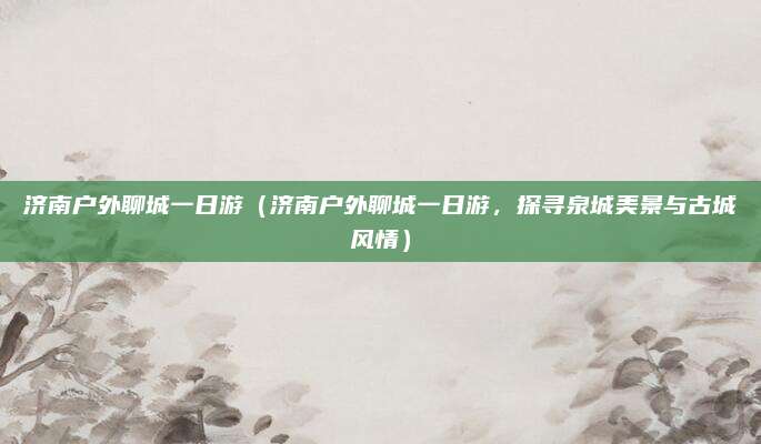 济南户外聊城一日游（济南户外聊城一日游，探寻泉城美景与古城风情）