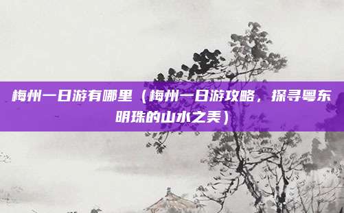 梅州一日游有哪里(梅州一日游攻略,探寻粤东明珠的山水之美)