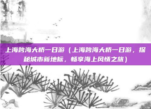 上海跨海大桥一日游(上海跨海大桥一日游,探秘城市新地标,畅享海上风情之旅)