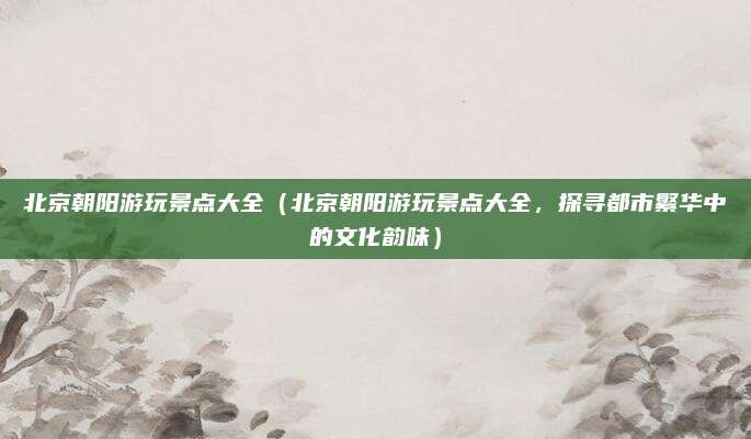 北京朝阳游玩景点大全(北京朝阳游玩景点大全,探寻都市繁华中的文化韵味)