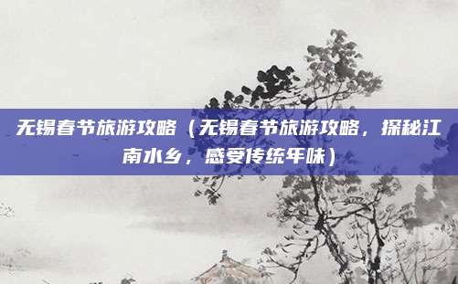 无锡春节旅游攻略（无锡春节旅游攻略，探秘江南水乡，感受传统年味）