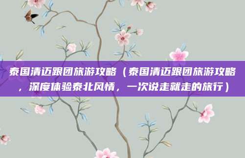 泰国清迈跟团旅游攻略(泰国清迈跟团旅游攻略,深度体验泰北风情,一次说走就走的旅行)